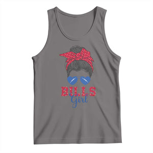 Bills Girl Messy Bun Tank Top Funny Sports Fan Team TS02 Deep Heather Print Your Wear