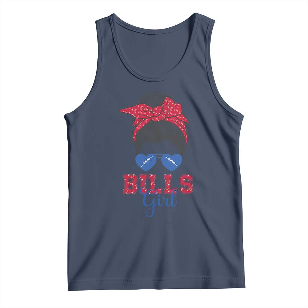 Bills Girl Tank Top Messy Bun Funny Sports Fan Team TS02 Navy Print Your Wear