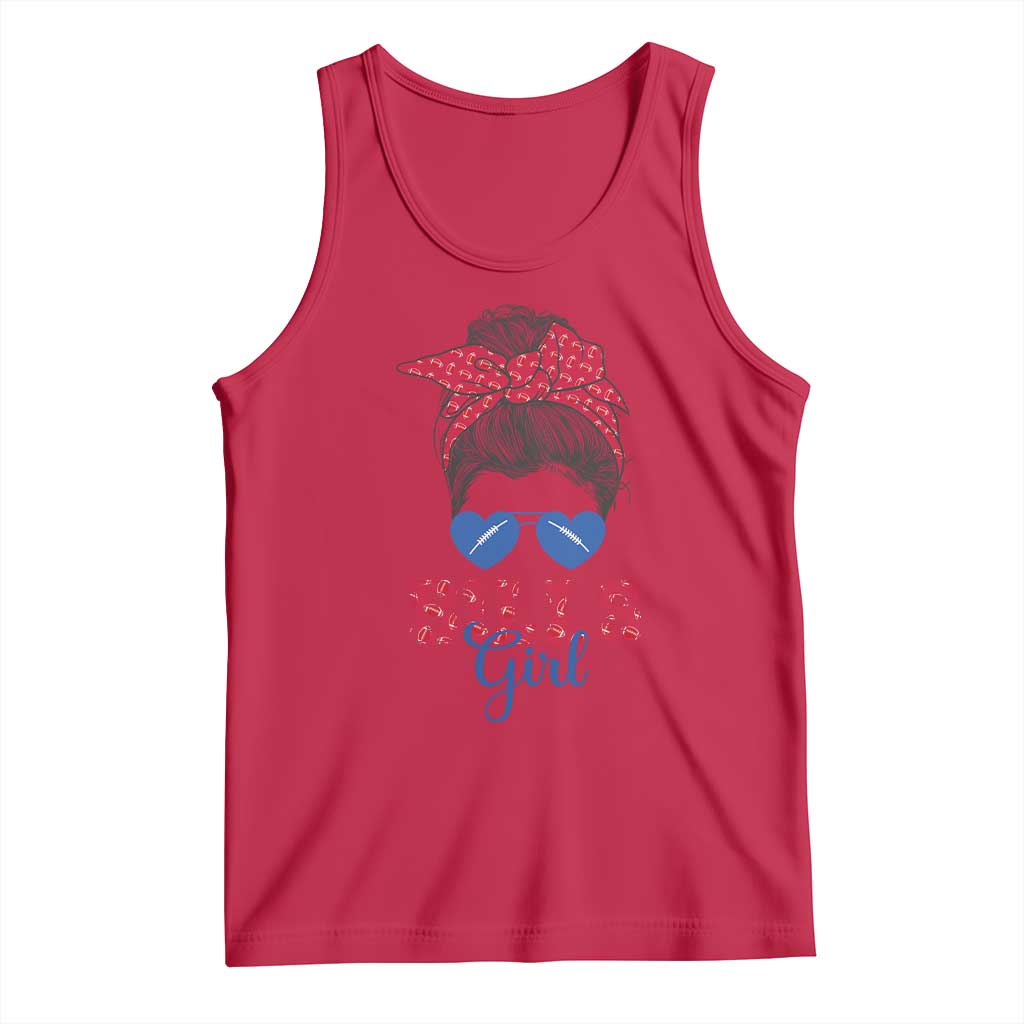 Bills Girl Messy Bun Tank Top Funny Sports Fan Team TS02 Red Print Your Wear