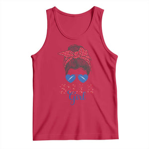Bills Girl Messy Bun Tank Top Funny Sports Fan Team TS02 Red Print Your Wear