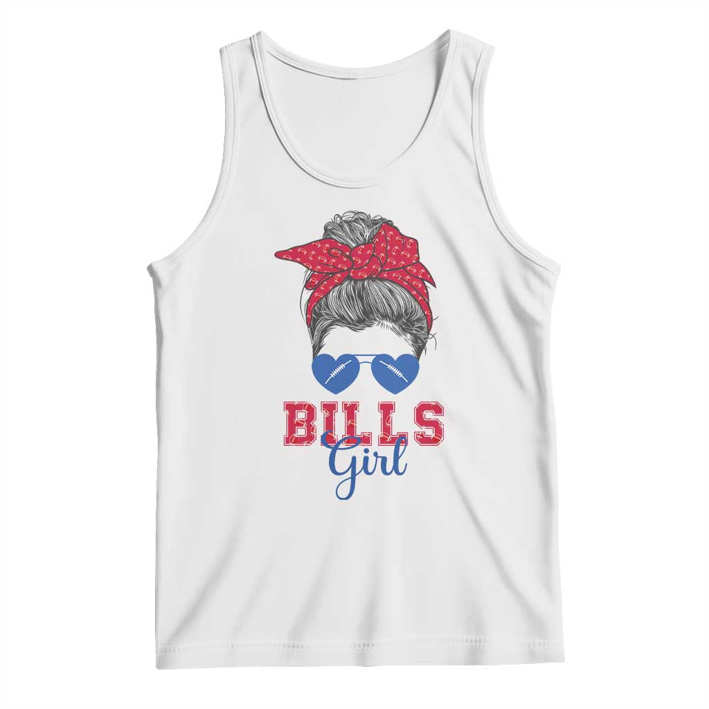 Bills Girl Messy Bun Tank Top Funny Sports Fan Team TS02 White Print Your Wear