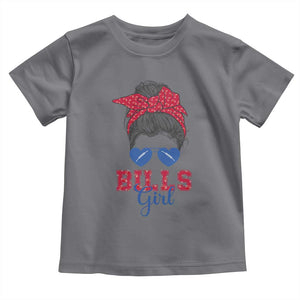 Bills Girl Messy Bun Toddler T Shirt Funny Sports Fan Team TS02 Charcoal Print Your Wear