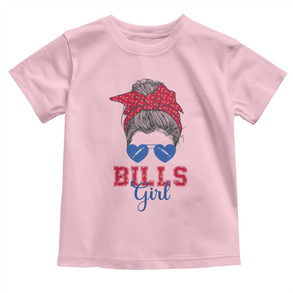 Bills Girl Messy Bun Toddler T Shirt Funny Sports Fan Team TS02 Light Pink Print Your Wear