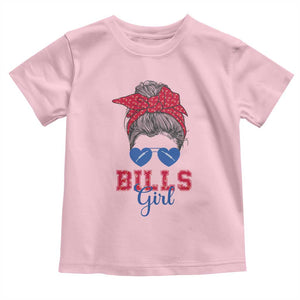 Bills Girl Messy Bun Toddler T Shirt Funny Sports Fan Team TS02 Light Pink Print Your Wear