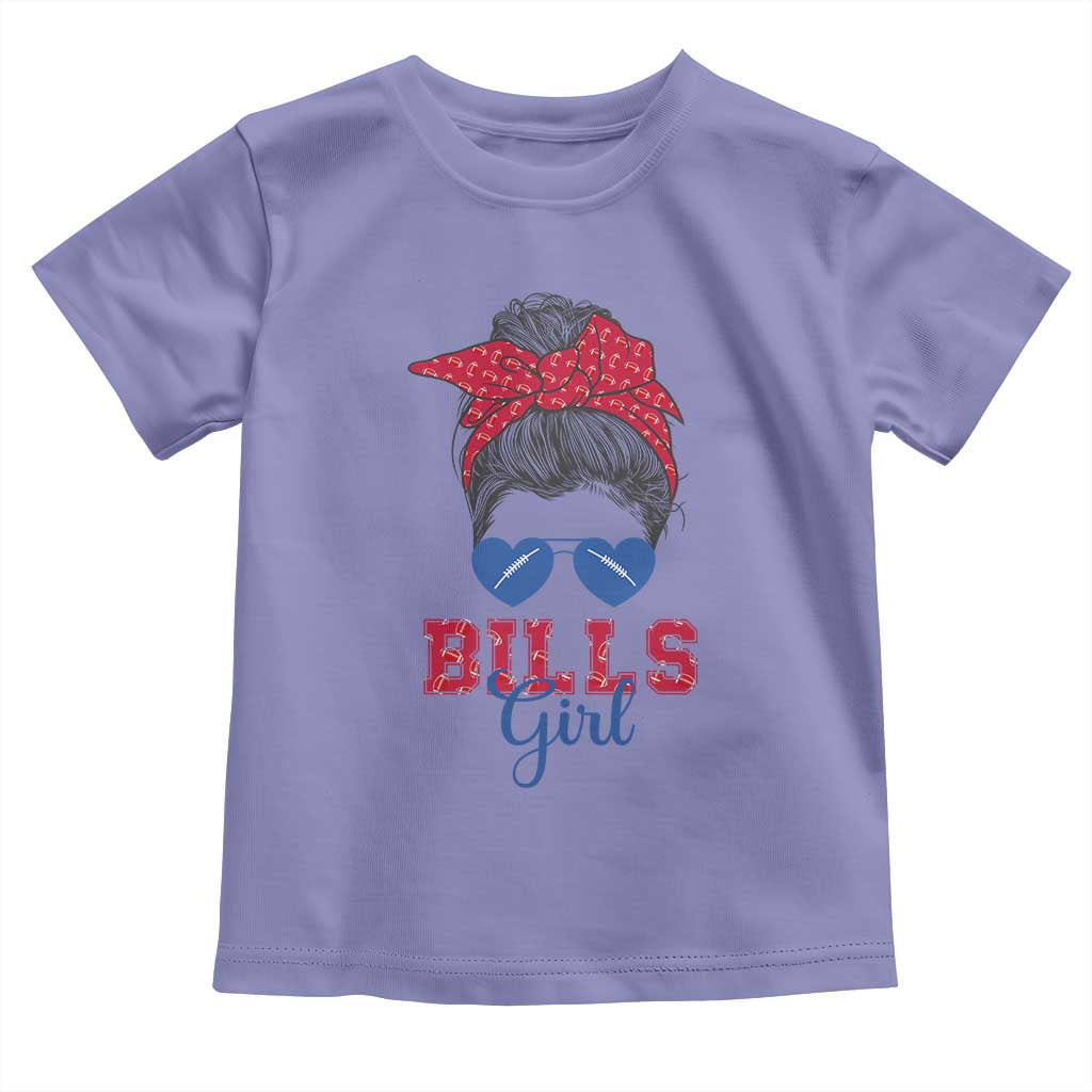 Bills Girl Messy Bun Toddler T Shirt Funny Sports Fan Team TS02 Violet Print Your Wear