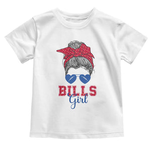Bills Girl Messy Bun Toddler T Shirt Funny Sports Fan Team TS02 White Print Your Wear