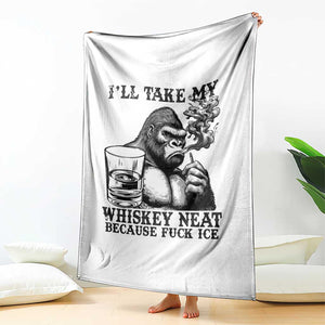 I'll Take My Whiskey Neat Because F Ice Throw Blanket Smoking and Drinking Bigfoot Subtle Political Resistance TS02 Print Your Wear