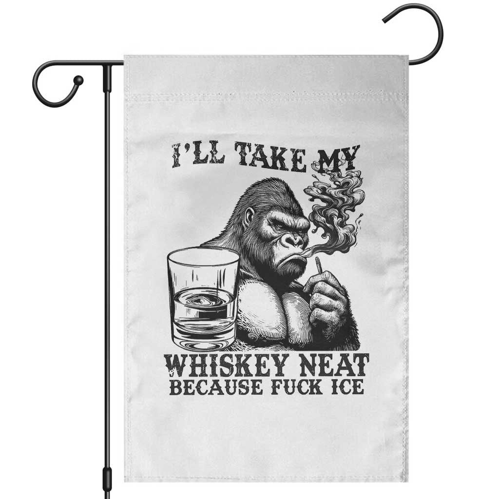 I'll Take My Whiskey Neat Because F Ice Garden Flag Smoking and Drinking Bigfoot Subtle Political Resistance TS02 White Print Your Wear