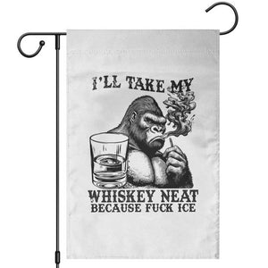 I'll Take My Whiskey Neat Because F Ice Garden Flag Smoking and Drinking Bigfoot Subtle Political Resistance TS02 White Print Your Wear