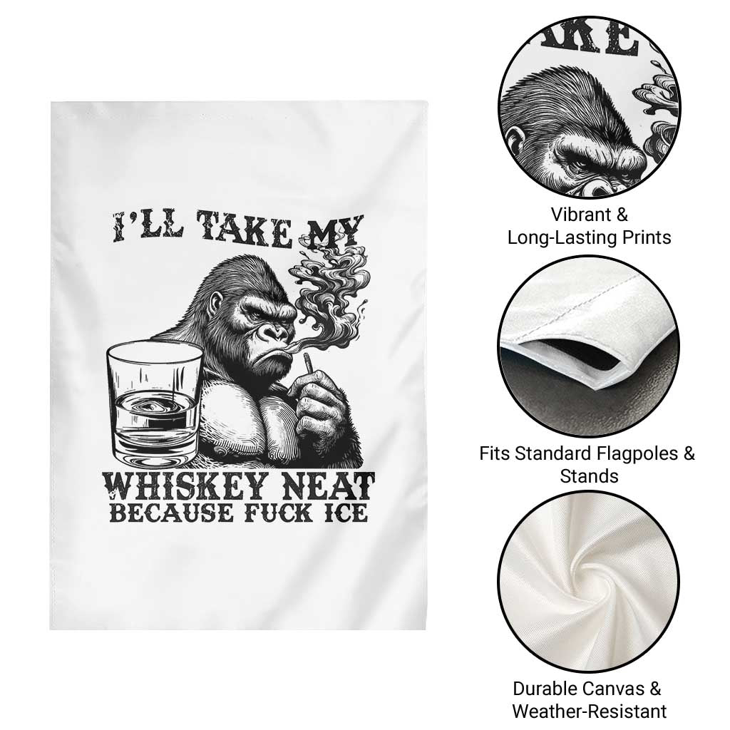 I'll Take My Whiskey Neat Because F Ice Garden Flag Smoking and Drinking Bigfoot Subtle Political Resistance TS02 Print Your Wear