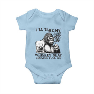 I'll Take My Whiskey Neat Because F Ice Baby Onesie Smoking and Drinking Bigfoot Subtle Political Resistance TS02 Light Blue Print Your Wear