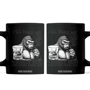 I'll Take My Whiskey Neat Because F Ice Coffee Mug Smoking and Drinking Bigfoot Subtle Political Resistance TS02 White Print Your Wear