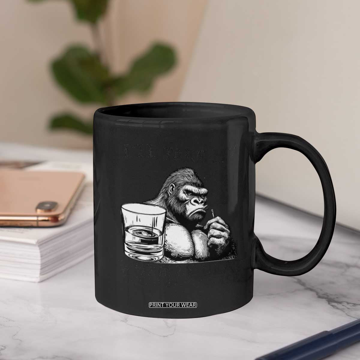 I'll Take My Whiskey Neat Because F Ice Coffee Mug Smoking and Drinking Bigfoot Subtle Political Resistance TS02 Print Your Wear