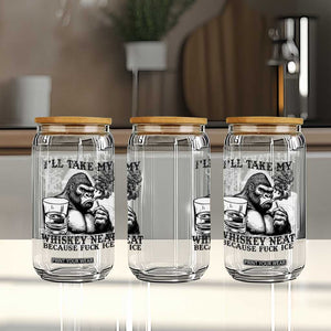 I'll Take My Whiskey Neat Because F Ice Glass Can Smoking and Drinking Bigfoot Subtle Political Resistance TS02 Print Your Wear