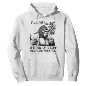 I'll Take My Whiskey Neat Because F Ice Hoodie Smoking and Drinking Bigfoot Subtle Political Resistance TS02 White Print Your Wear