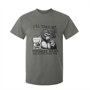 I'll Take My Whiskey Neat Because F Ice T Shirt For Kid Smoking and Drinking Bigfoot Subtle Political Resistance TS02 Military Green Print Your Wear
