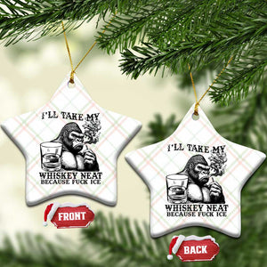 I'll Take My Whiskey Neat Because F Ice Ceramic Ornament Smoking and Drinking Bigfoot Subtle Political Resistance TS02 Print Your Wear