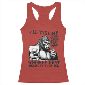 I'll Take My Whiskey Neat Because F Ice Racerback Tank Top Smoking and Drinking Bigfoot Subtle Political Resistance TS02 Red Print Your Wear