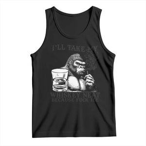 I'll Take My Whiskey Neat Because F Ice Tank Top Smoking and Drinking Bigfoot Subtle Political Resistance TS02 Black Print Your Wear
