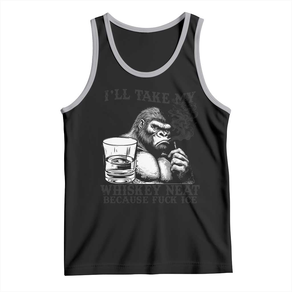 I'll Take My Whiskey Neat Because F Ice Tank Top Smoking and Drinking Bigfoot Subtle Political Resistance TS02 Black Athletic Heather Print Your Wear