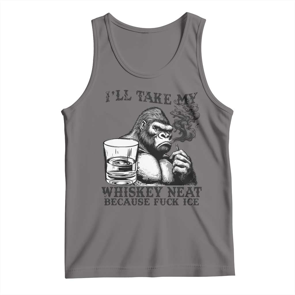 I'll Take My Whiskey Neat Because F Ice Tank Top Smoking and Drinking Bigfoot Subtle Political Resistance TS02 Deep Heather Print Your Wear