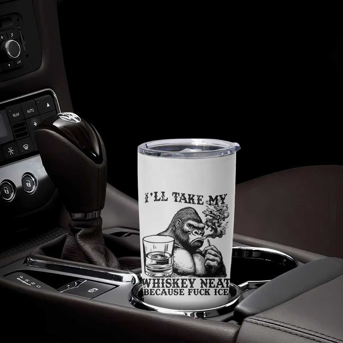 I'll Take My Whiskey Neat Because F Ice Tumbler Cup Smoking and Drinking Bigfoot Subtle Political Resistance TS02 Print Your Wear