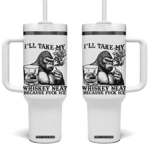 I'll Take My Whiskey Neat Because F Ice Tumbler With Handle Smoking and Drinking Bigfoot Subtle Political Resistance TS02 One Size: 40 oz White Print Your Wear
