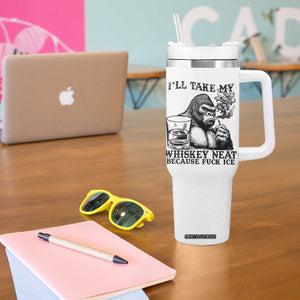 I'll Take My Whiskey Neat Because F Ice Tumbler With Handle Smoking and Drinking Bigfoot Subtle Political Resistance TS02 Print Your Wear