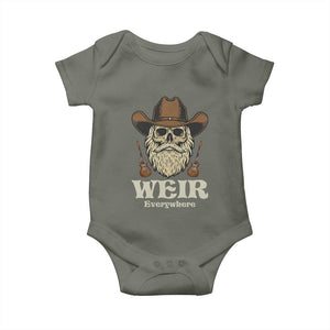 Weir Everywhere Western Skull Guitarist Baby Onesie Legendary Musician Memorial Retro Tribute for Fans TS02 Military Green Print Your Wear