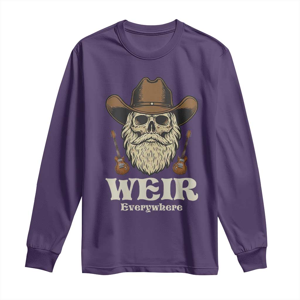 Weir Everywhere Western Skull Guitarist Long Sleeve Shirt Legendary Musician Memorial Retro Tribute for Fans TS02 Purple Print Your Wear