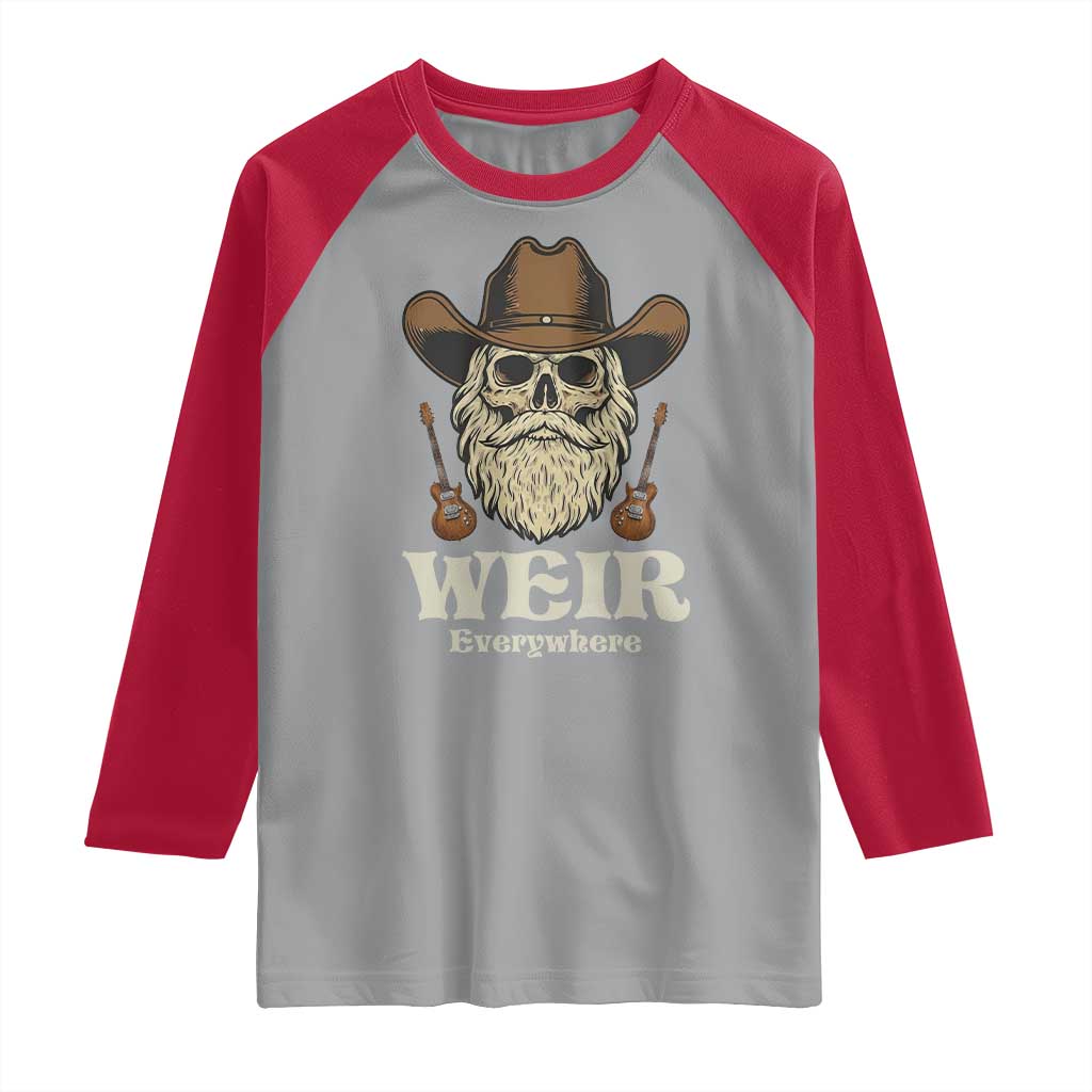 Weir Everywhere Western Skull Guitarist Raglan Shirt Legendary Musician Memorial Retro Tribute for Fans TS02 Sport Gray Red Print Your Wear