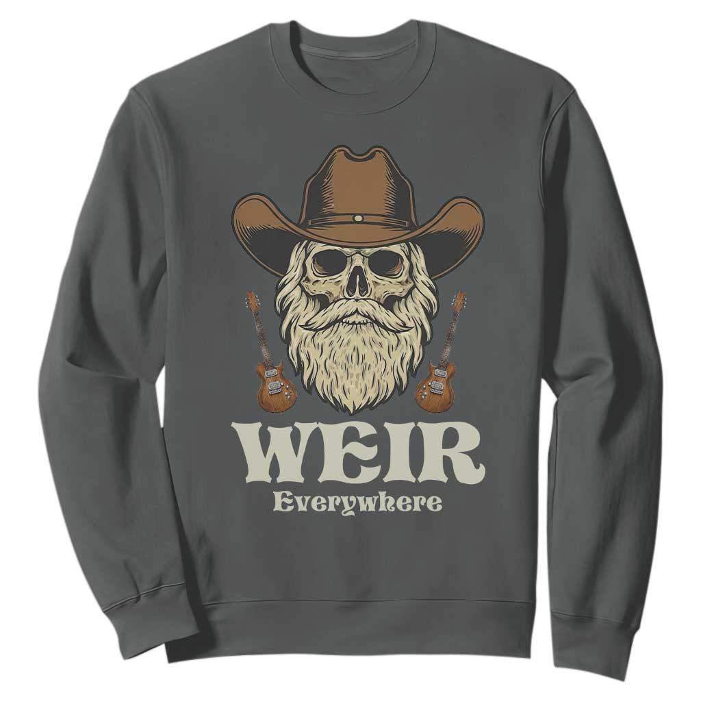 Weir Everywhere Western Skull Guitarist Sweatshirt Legendary Musician Memorial Retro Tribute for Fans TS02 Dark Heather Print Your Wear