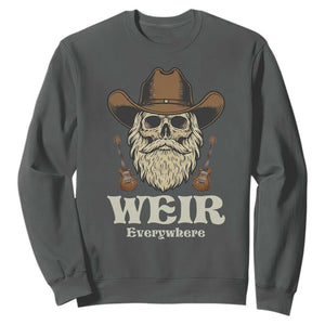 Weir Everywhere Western Skull Guitarist Sweatshirt Legendary Musician Memorial Retro Tribute for Fans TS02 Dark Heather Print Your Wear