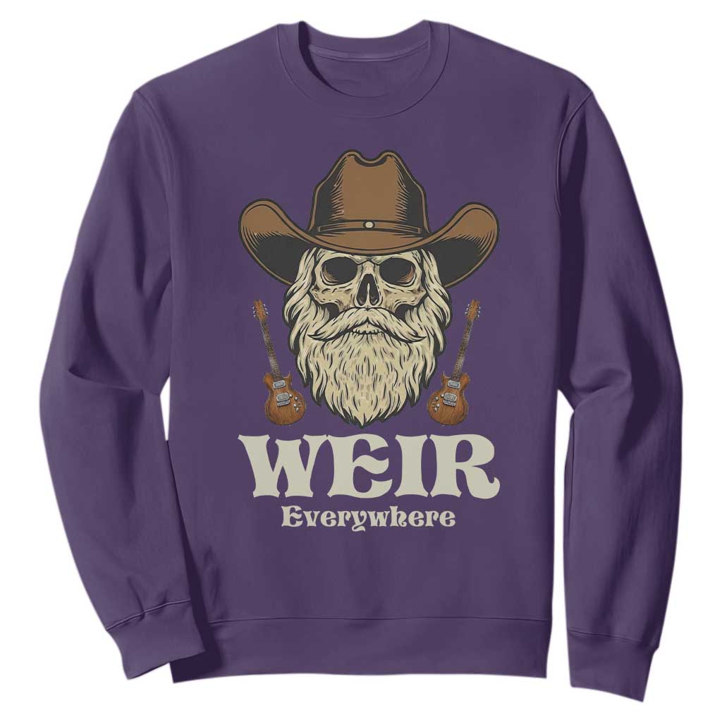 Weir Everywhere Western Skull Guitarist Sweatshirt Legendary Musician Memorial Retro Tribute for Fans TS02 Purple Print Your Wear