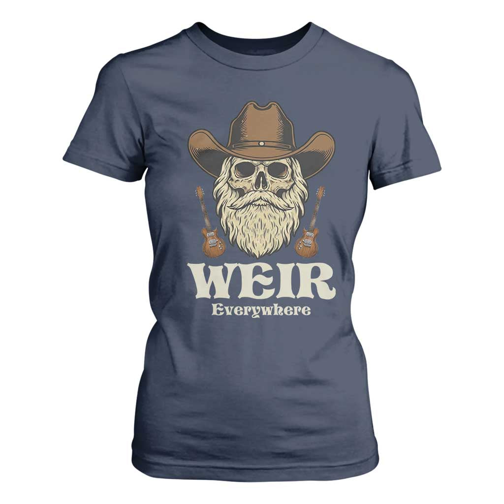 Weir Everywhere Western Skull Guitarist T Shirt For Women Legendary Musician Memorial Retro Tribute for Fans TS02 Navy Print Your Wear