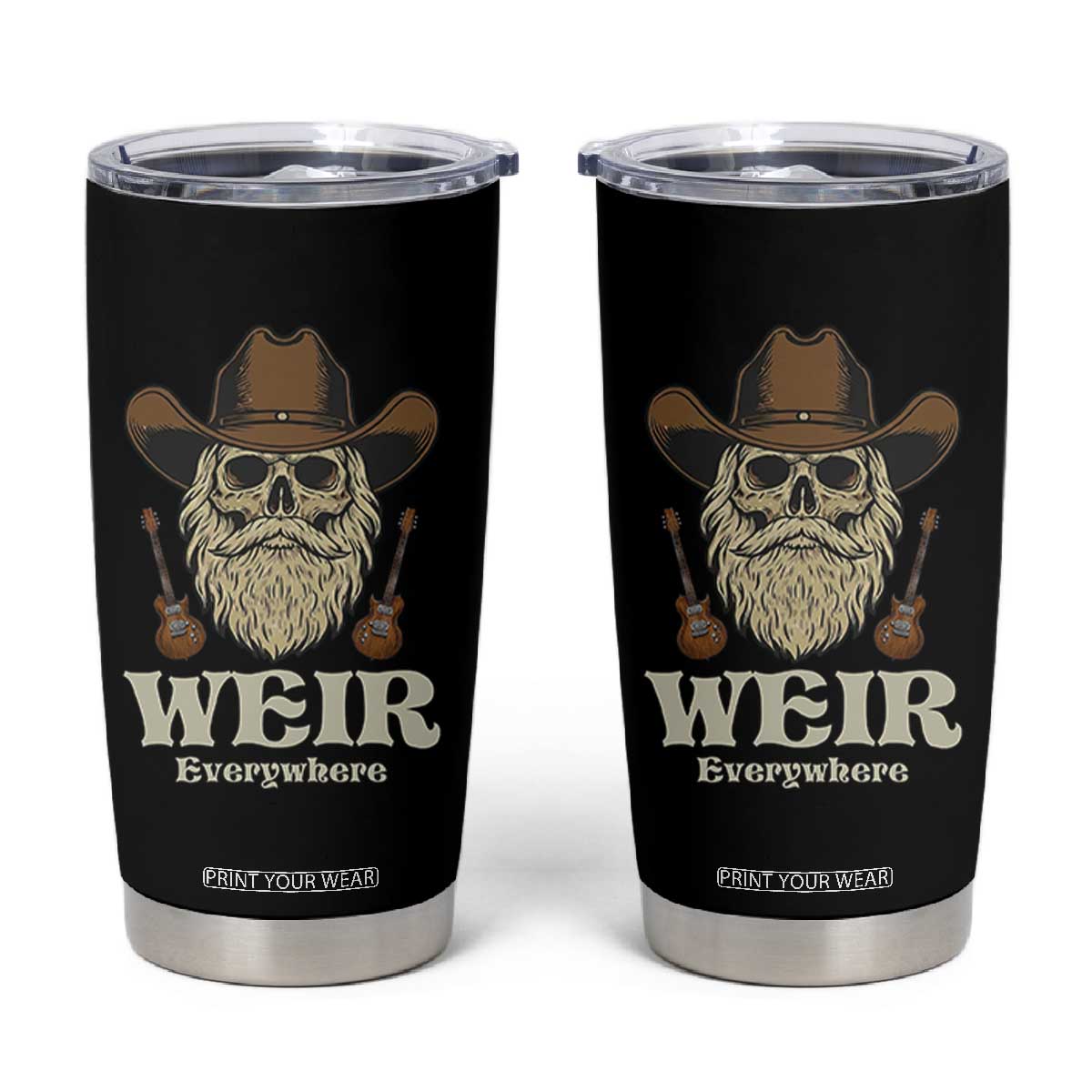 Weir Everywhere Western Skull Guitarist Tumbler Cup Legendary Musician Memorial Retro Tribute for Fans TS02 Black Print Your Wear