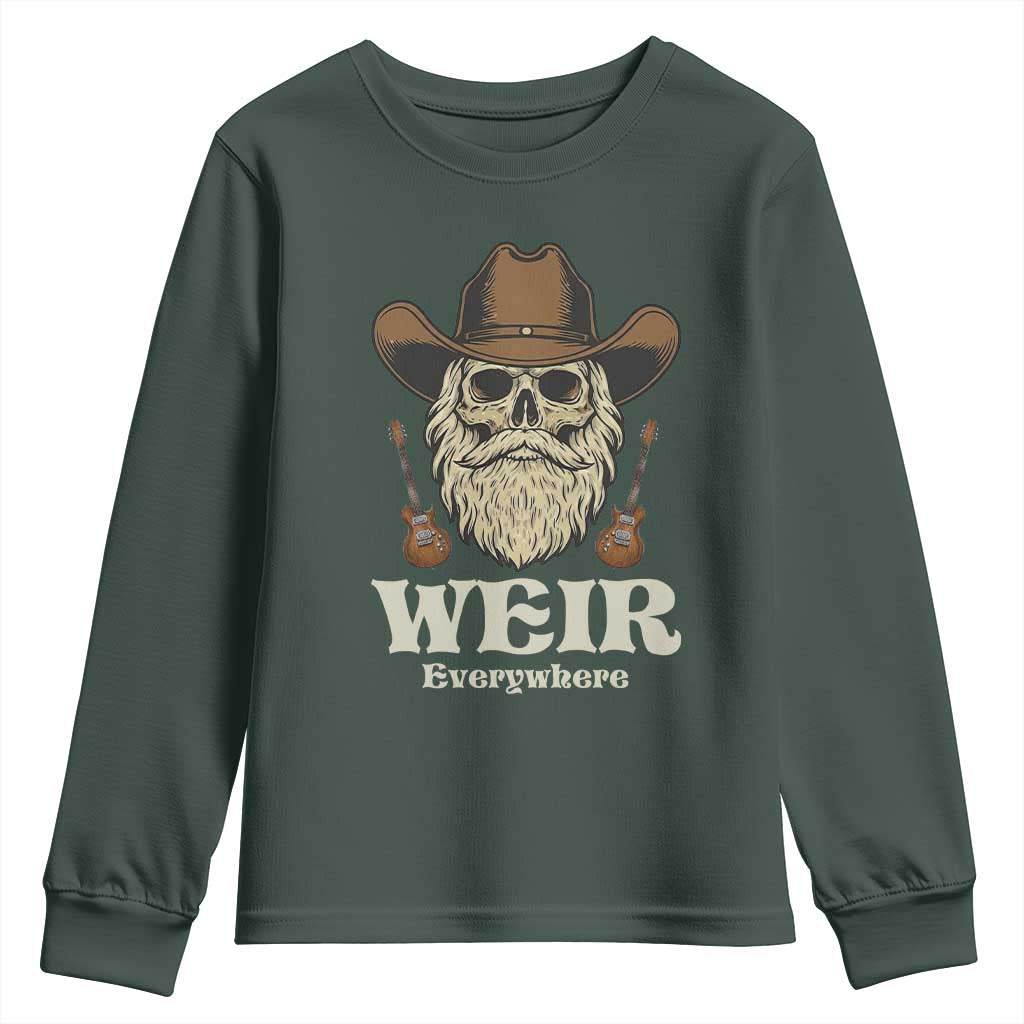 Weir Everywhere Western Skull Guitarist Youth Sweatshirt Legendary Musician Memorial Retro Tribute for Fans TS02 Dark Forest Green Print Your Wear