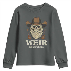 Weir Everywhere Western Skull Guitarist Youth Sweatshirt Legendary Musician Memorial Retro Tribute for Fans TS02 Dark Heather Print Your Wear