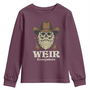 Weir Everywhere Western Skull Guitarist Youth Sweatshirt Legendary Musician Memorial Retro Tribute for Fans TS02 Maroon Print Your Wear