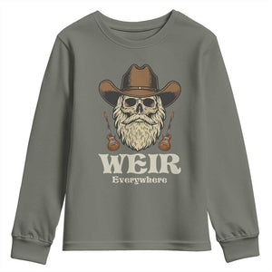 Weir Everywhere Western Skull Guitarist Youth Sweatshirt Legendary Musician Memorial Retro Tribute for Fans TS02 Military Green Print Your Wear