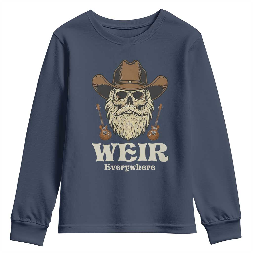 Weir Everywhere Western Skull Guitarist Youth Sweatshirt Legendary Musician Memorial Retro Tribute for Fans TS02 Navy Print Your Wear