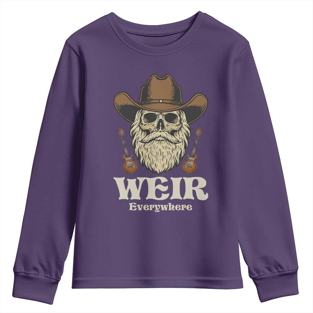 Weir Everywhere Western Skull Guitarist Youth Sweatshirt Legendary Musician Memorial Retro Tribute for Fans TS02 Purple Print Your Wear