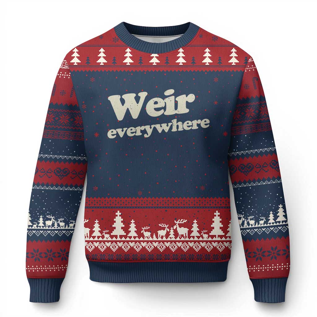 Weir Everywhere Ugly Christmas Sweater Legendary Musician Memorial Tribute for Fans TS02 Navy Red Print Your Wear