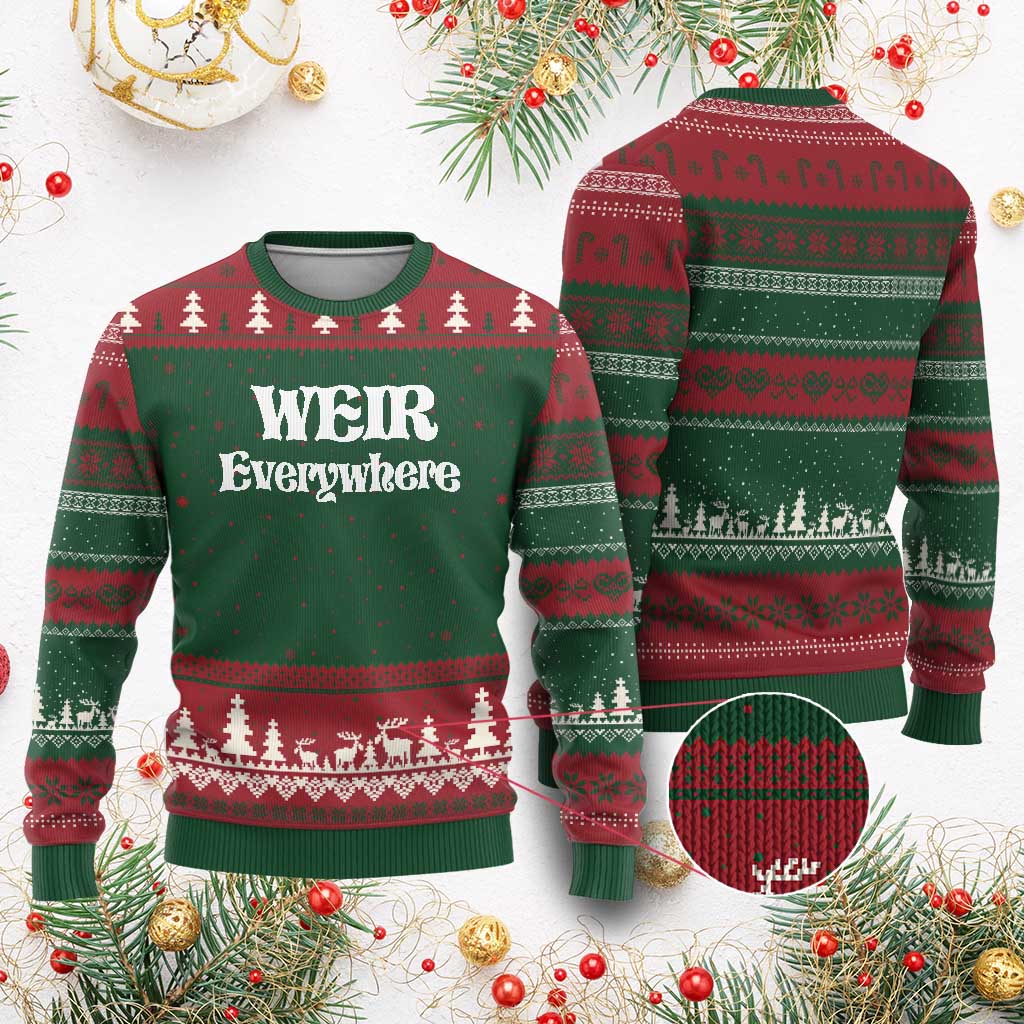 Weir Everywhere Ugly Christmas Sweater Legendary Musician Memorial Retro Tribute for Fans TS02 Red Green Print Your Wear