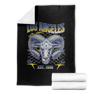 Cool Blue and Gold Ram Head Bighorn Sheep Graphic Throw Blanket Est 1936 Los Angeles Lover TS02 Black Print Your Wear