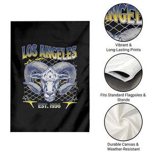 Cool Blue and Gold Ram Head Bighorn Sheep Graphic Garden Flag Est 1936 Los Angeles Lover TS02 Print Your Wear