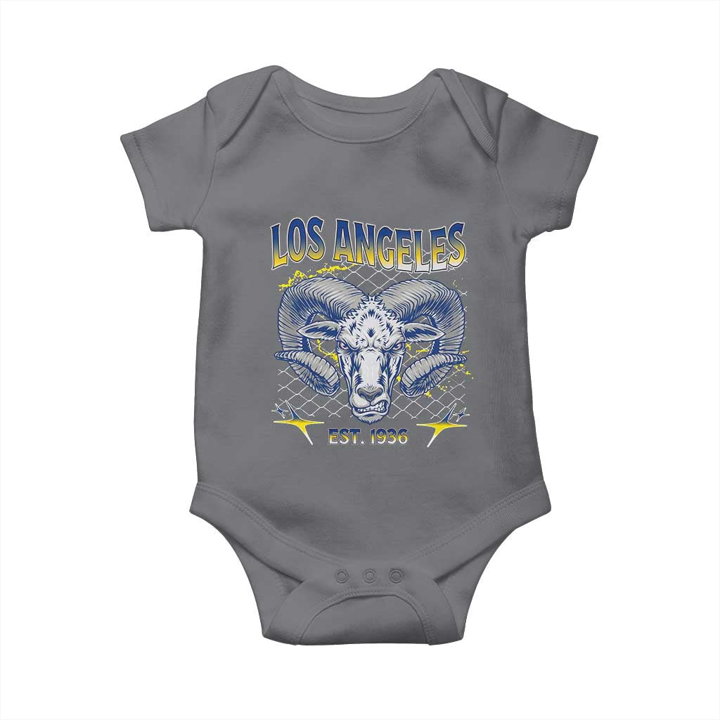 Cool Blue and Gold Ram Head Bighorn Sheep Graphic Baby Onesie Est 1936 Los Angeles Lover TS02 Charcoal Print Your Wear