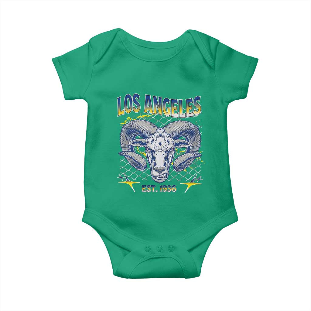 Cool Blue and Gold Ram Head Bighorn Sheep Graphic Baby Onesie Est 1936 Los Angeles Lover TS02 Irish Green Print Your Wear