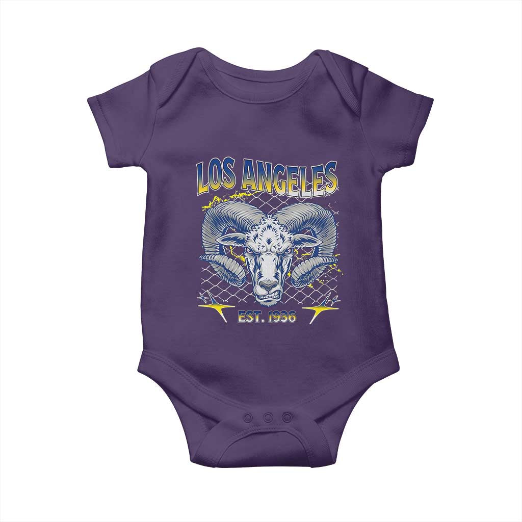 Cool Blue and Gold Ram Head Bighorn Sheep Graphic Baby Onesie Est 1936 Los Angeles Lover TS02 Purple Print Your Wear