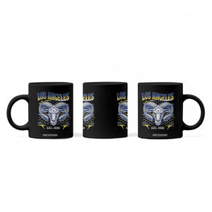 Cool Blue and Gold Ram Head Bighorn Sheep Graphic Coffee Mug Est 1936 Los Angeles Lover TS02 Print Your Wear